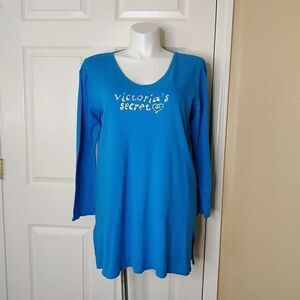 Victoria's Secret embellished blue long sleeve pajama sleepshirt M